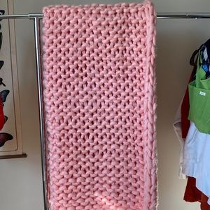 Pink Woven Throw Blanket
